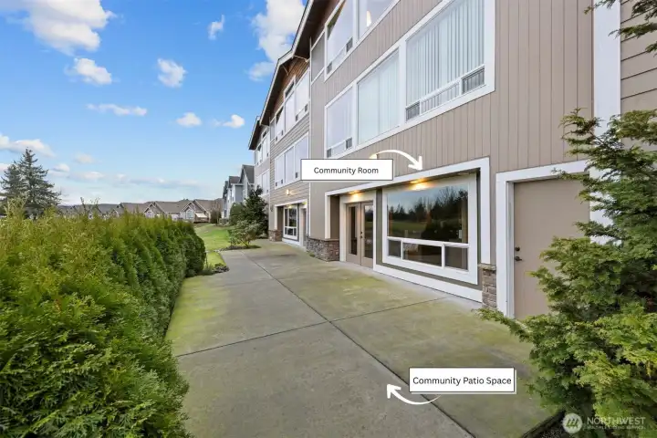 The patio area is shared with the members of the complex, and a part of the community space.