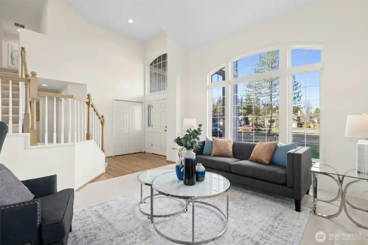 Another angle showing off the light filling windows and vaulted ceilings.