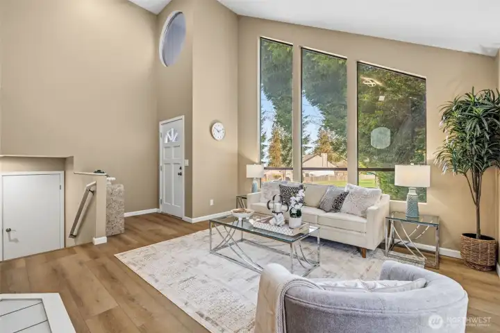 Vaulted ceilings and windows that elevate the space