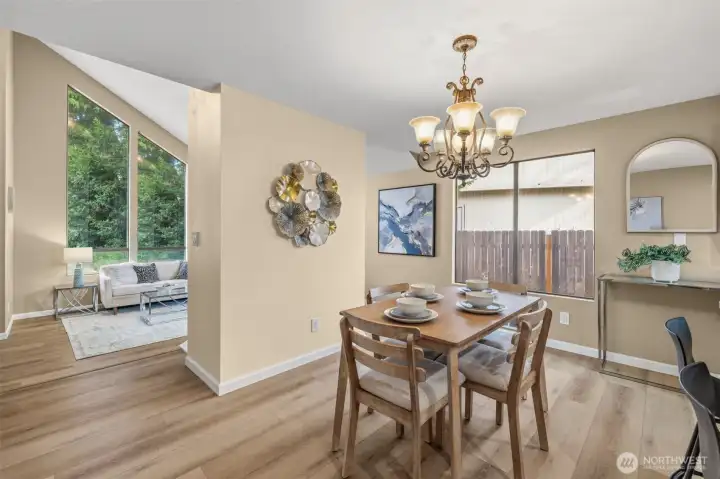 A dining area that flows right into the living room, perfect for hosting, everyday meals, and staying part of the conversation.
