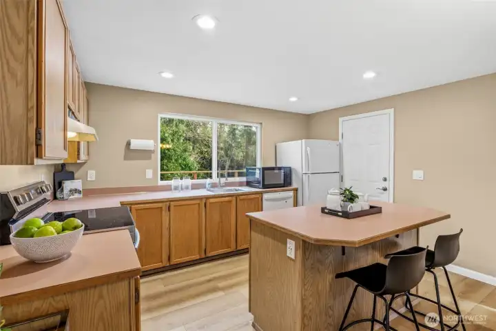 Spacious kitchen with room to gather