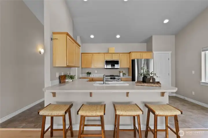 A breakfast bar for Sunday morning pancakes and casual dining.