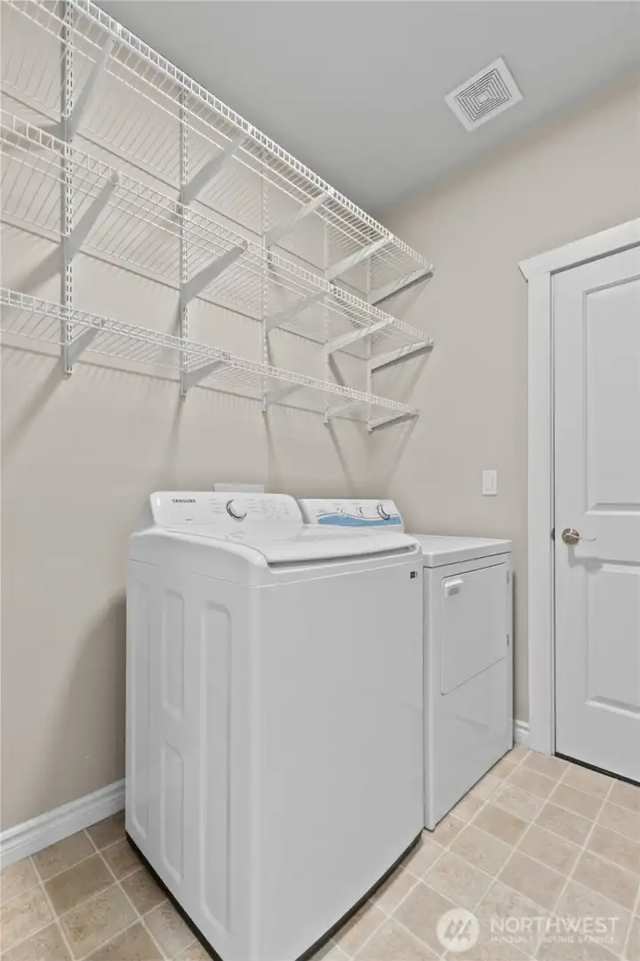 Designated laundry space.