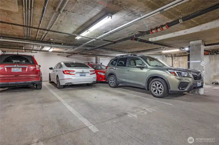 2 car tandem parking with a storage unit!