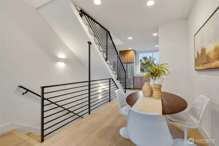 Let's go a level down from the main floor, where there is the entry and another bedroom.