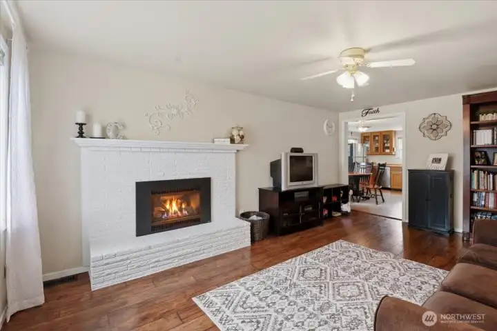 Living room with gas fireplace insert Living room with gas fireplace insert
