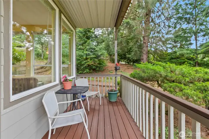 Covered deck extends your living space outdoors with room to relax and enjoy the surrounding natural setting year-round. Covered deck extends your living space outdoors with room to relax and enjoy the surrounding natural setting year-round.