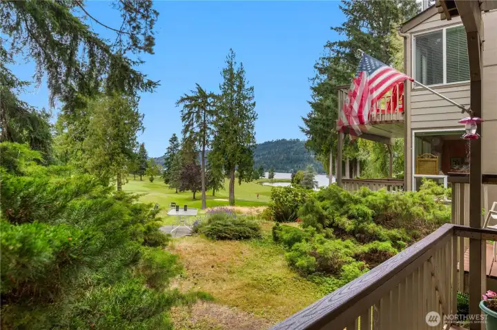 Relax on your private deck while taking in beautiful golf course, Lake Whatcom, and mountain views. Relax on your private deck while taking in beautiful golf course, Lake Whatcom, and mountain views.