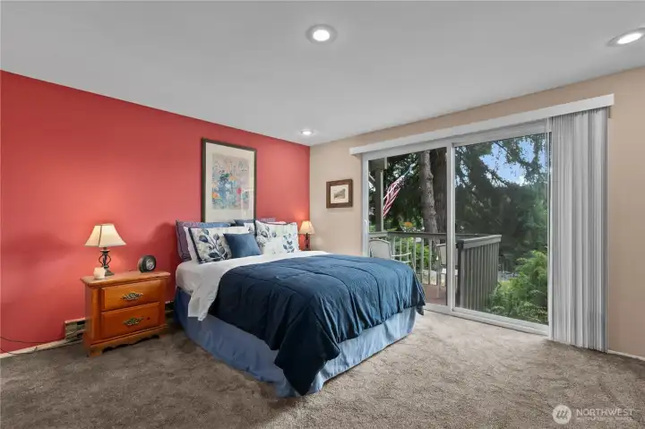 Wake up to peaceful golf course and Lake Whatcom views from the comfort of your primary retreat with private outdoor access. Wake up to peaceful golf course and Lake Whatcom views from the comfort of your primary retreat with private outdoor access.