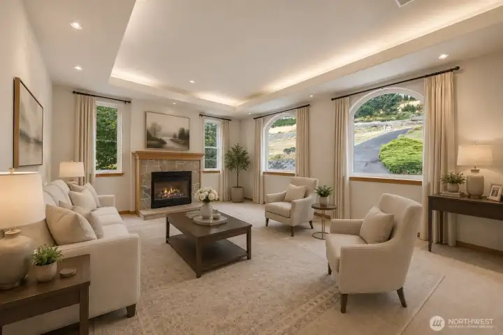 Formal Living with Propane Fireplace *Ai Virtually Staged Formal Living with Propane Fireplace *Ai Virtually Staged