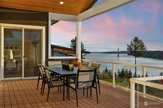 The captivating views of the Narrows Bridge naturally spark conversation, while across the channel lies Gig Harbor—an enchanting destination worth exploring.