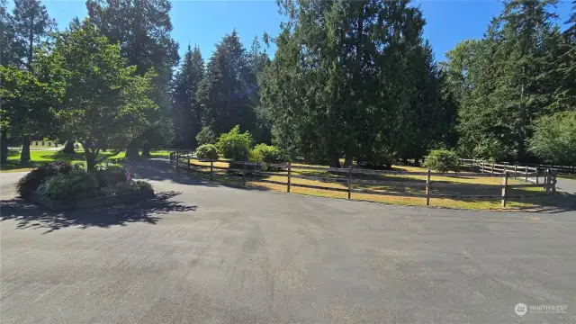 Looking towards the quite road. The separation of the this home from the road offers a lot of privacy.