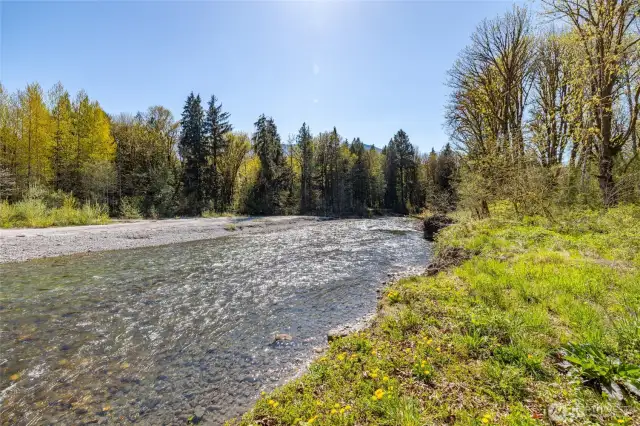 From property river bank looking west down the N. Fork of the Stillaguamish.