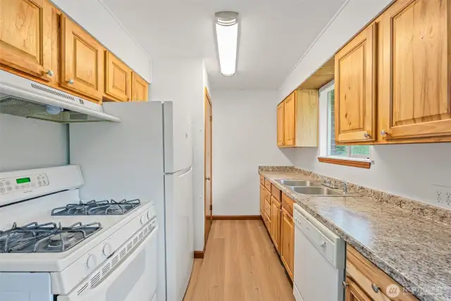 Well designed galley kitchens in all units.