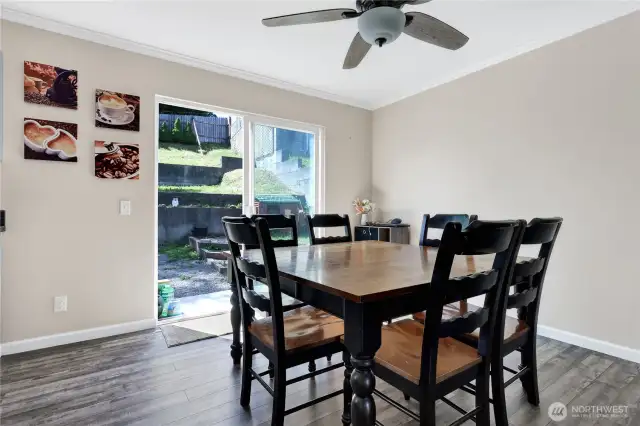 Fireplace and dining area