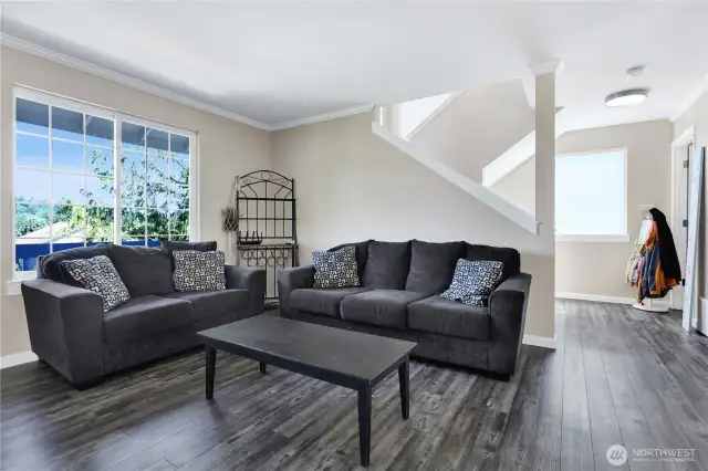 Living room with vinyl plank flooring