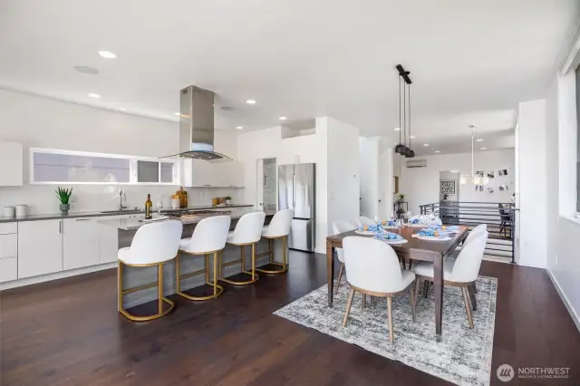 Chefs kitchen with eat in space