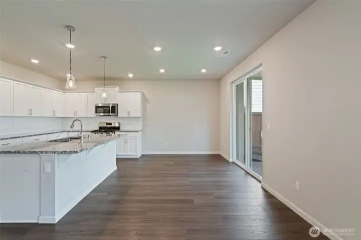 dining room with slider