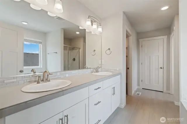 Primary Bath, dual sinks, soaking tub, shower