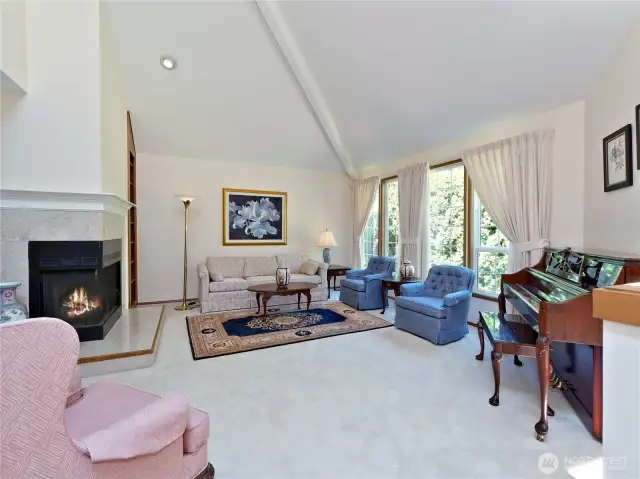 View from the front entrance to good size living room
