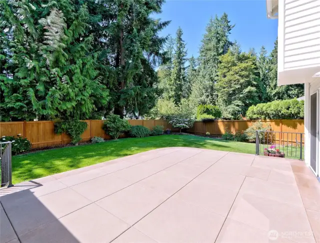 Custom finished concrete patio for relaxation or entertaining.