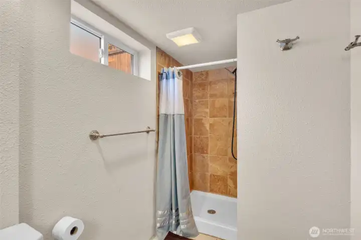Downstairs tiled shower
