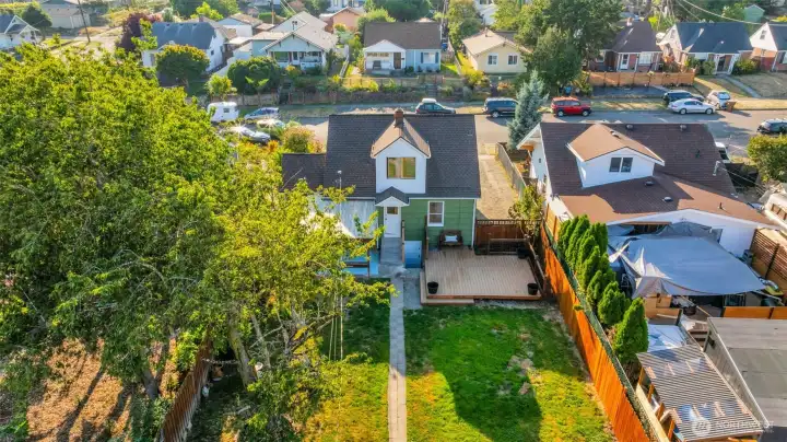 Arial shot of backyard