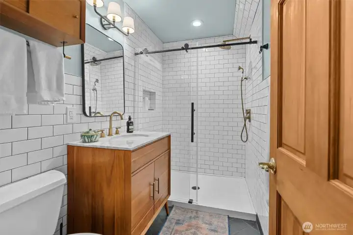 Main floor 3/4 bath directly adjacent to the main floor "flex space."