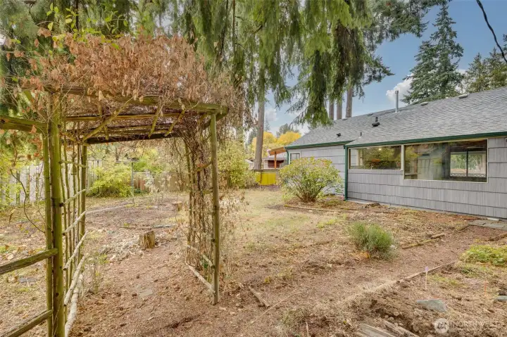 Looking towards house from garage