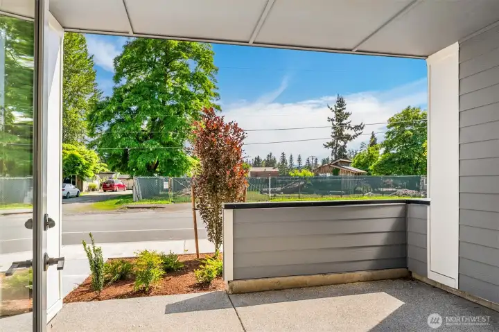 South-facing covered patio