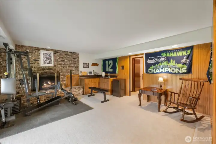 Downstairs in the main house has a fireplace, wet bar and is connected to a separate bedroom and bathroom (multi-generational living IN ADDITION to an ADU for rental income????)