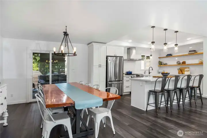 Dining room has enough space for a table that seats 10+