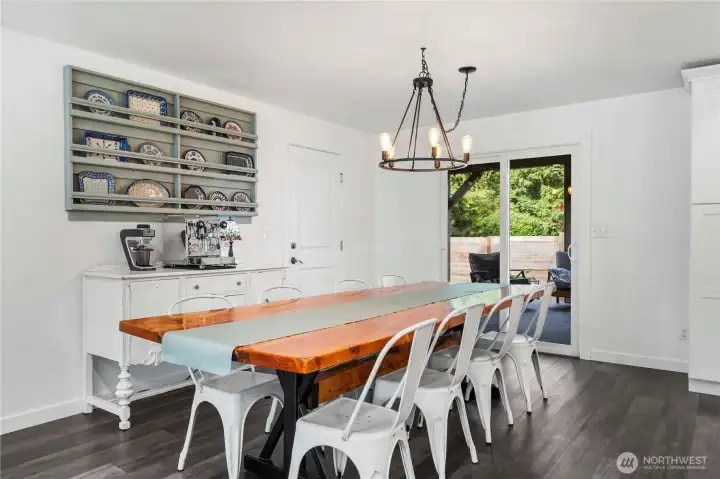 Dining room with door to the covered patio