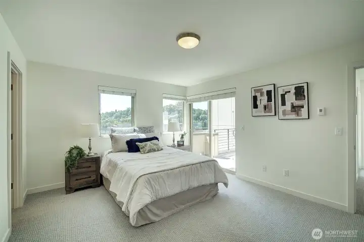 3rd Floor Primary Bedroom with slider to Deck
