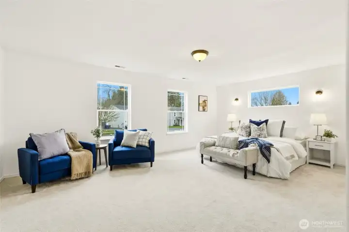 Oversized primary suite with room for a sitting area