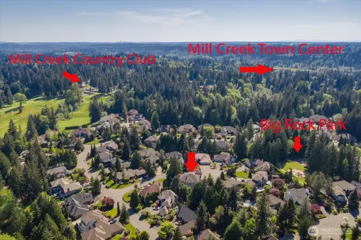 View of home location to Bid Rock Park and Mill Creek Country Club & Town Center