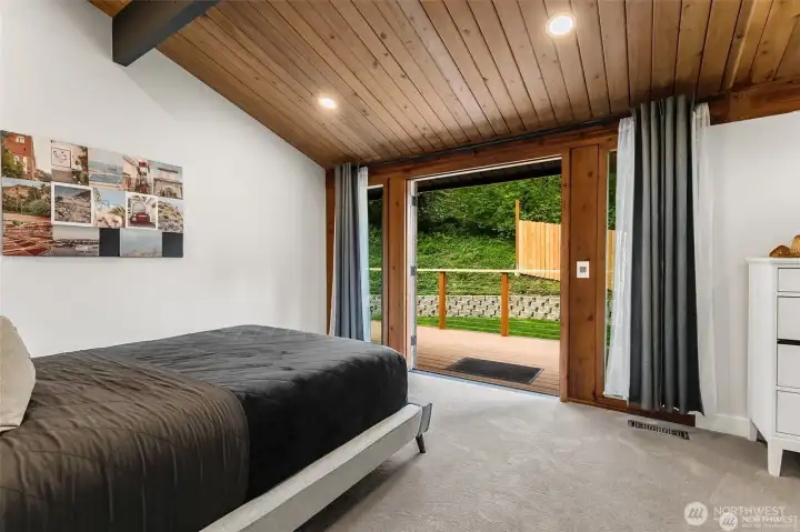 Virtual mock up of bedroom/office space using a bed,