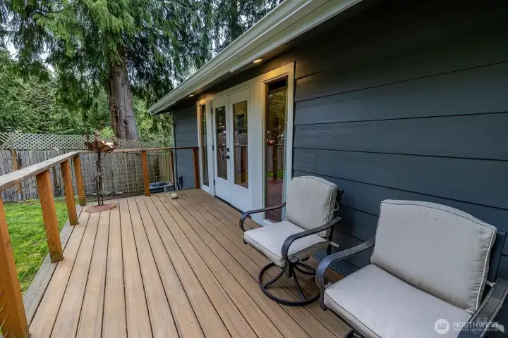 A view of the private deck off of the second ensuite.