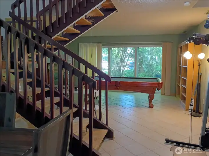 Family room and stairs from thed dining room.