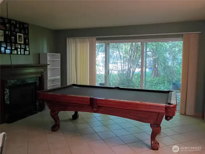 Family Room with fireplace and patio