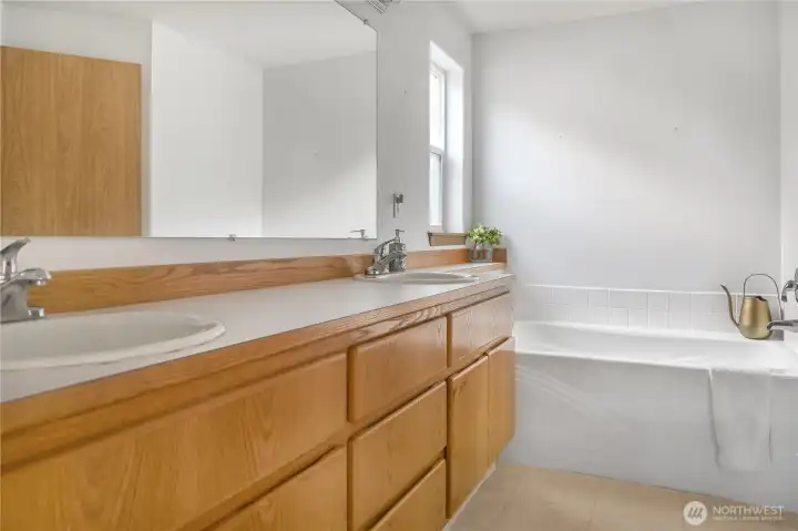 Primary bathroom double sinks