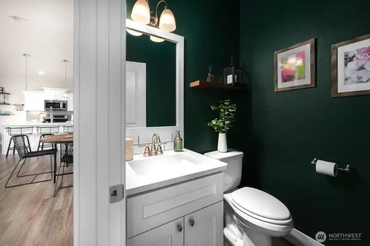 Stylish powder room is guest ready!