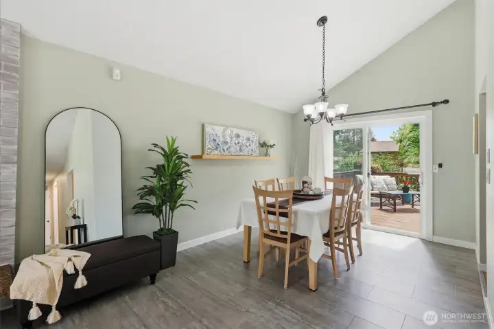 Dining Room Flows to the deck for easy outdoor/indoor living
