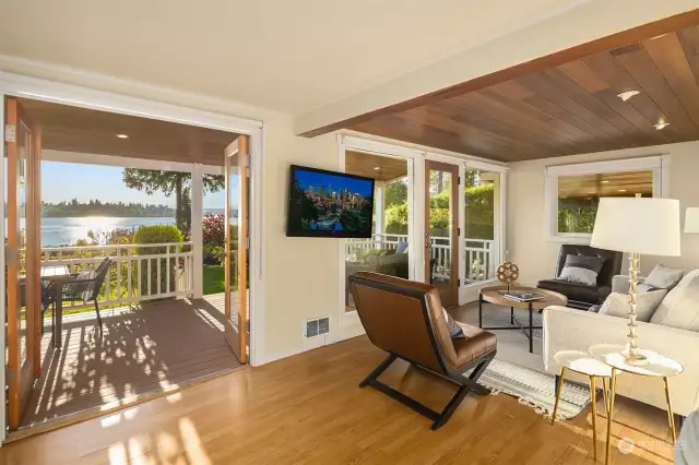 Guest House Living area and French doors to huge deck.