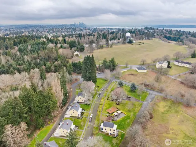 Booming metropolis of Seattle in the distance.  So close to the city but feels so far away surrounded by the beauty of Discovery Park.