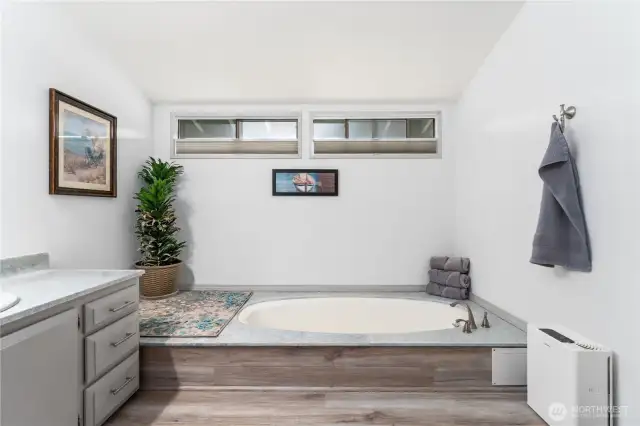 Primary bathroom with tub