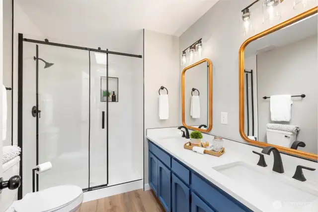 Dual Vinity and Custom Tiled Shower