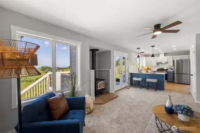 Family room with cozy fireplace