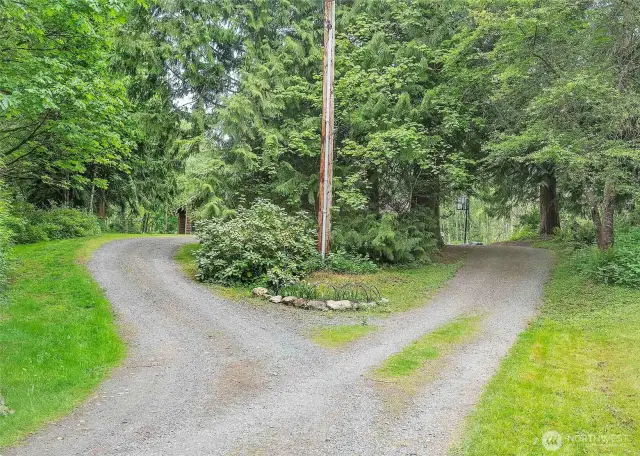Drive way into the front of the property.