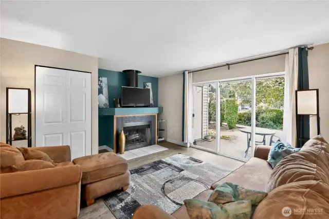 Living Room with Wood-burning Fireplace